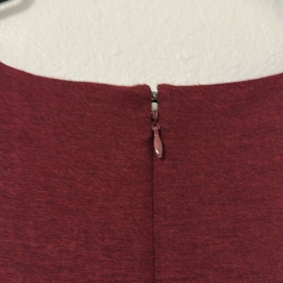 Ann Taylor Loft Cross Front Dress Stretchy Womens Medium Midi Wine Career Office - Picture 5 of 12